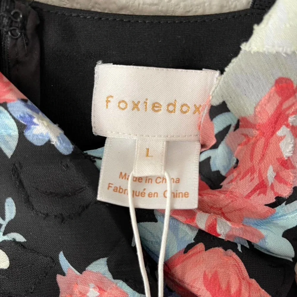 Foxiedox Darlene Ruffle Tiered Floral Print Keyhole Bodice Maxi Formal Dress Lrg - Picture 12 of 12